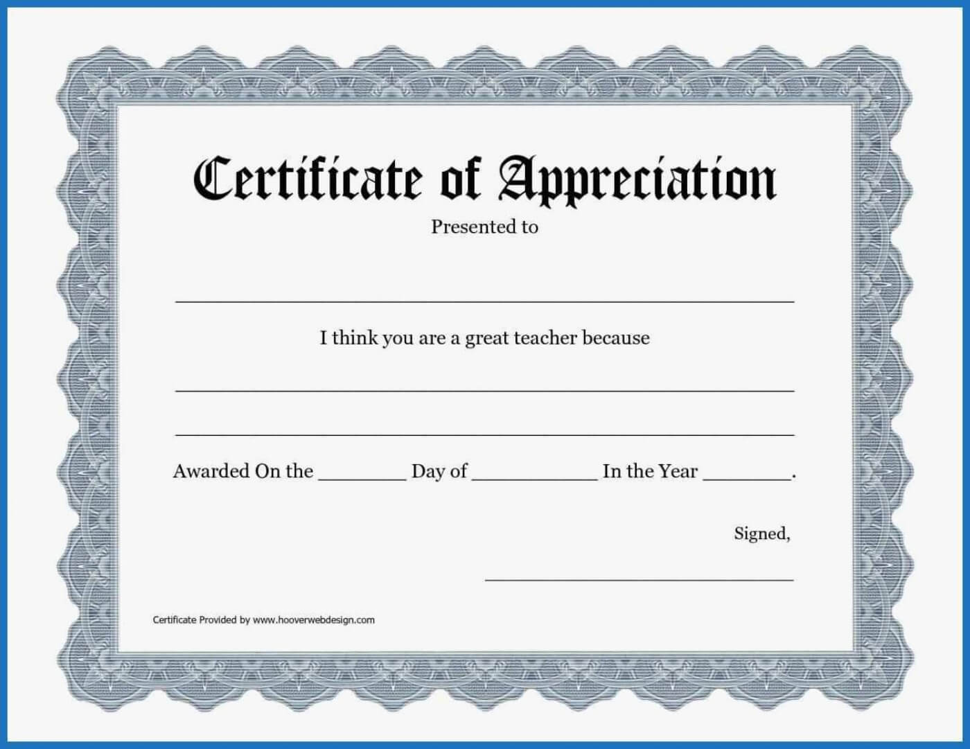 017 Certificate Of Appreciation Templates Free Template In Certificate Of Appreciation Template Free Printable
