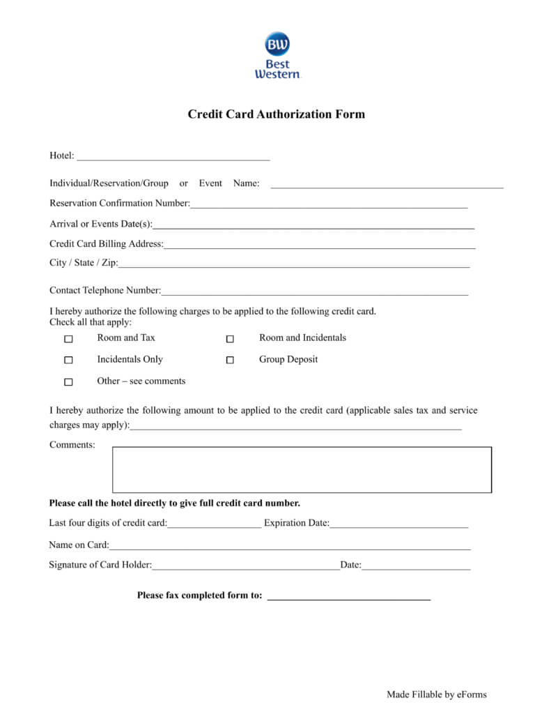 017 Credit Card Authorization Form Template Pdf For Hotel Inside Credit Card Payment Form Template Pdf