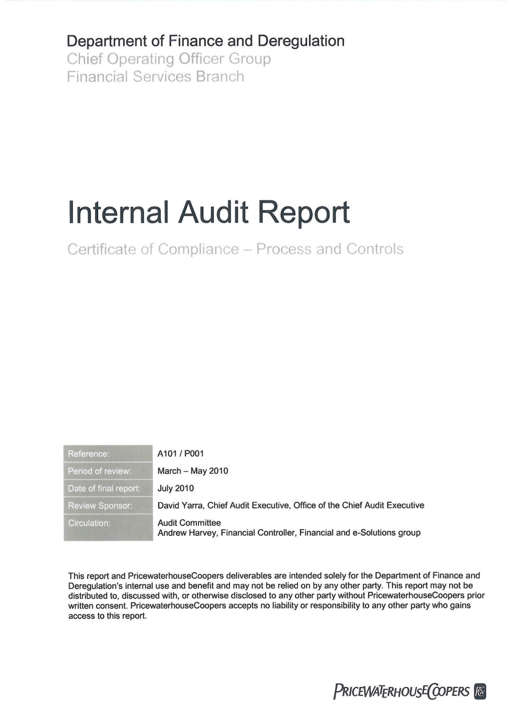 017 Detailed Internal Audit Report Example Template With Internal Control Audit Report Template