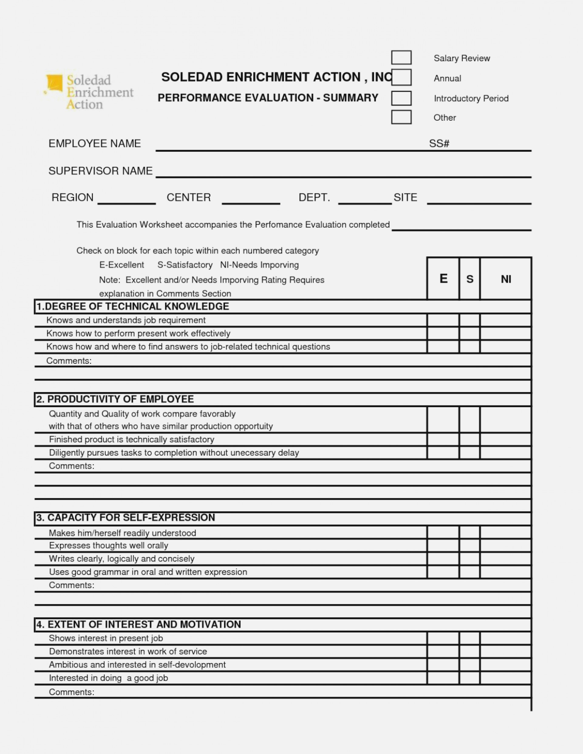 017 Employee Evaluation Form Template Word Performance Regarding Blank Evaluation Form Template