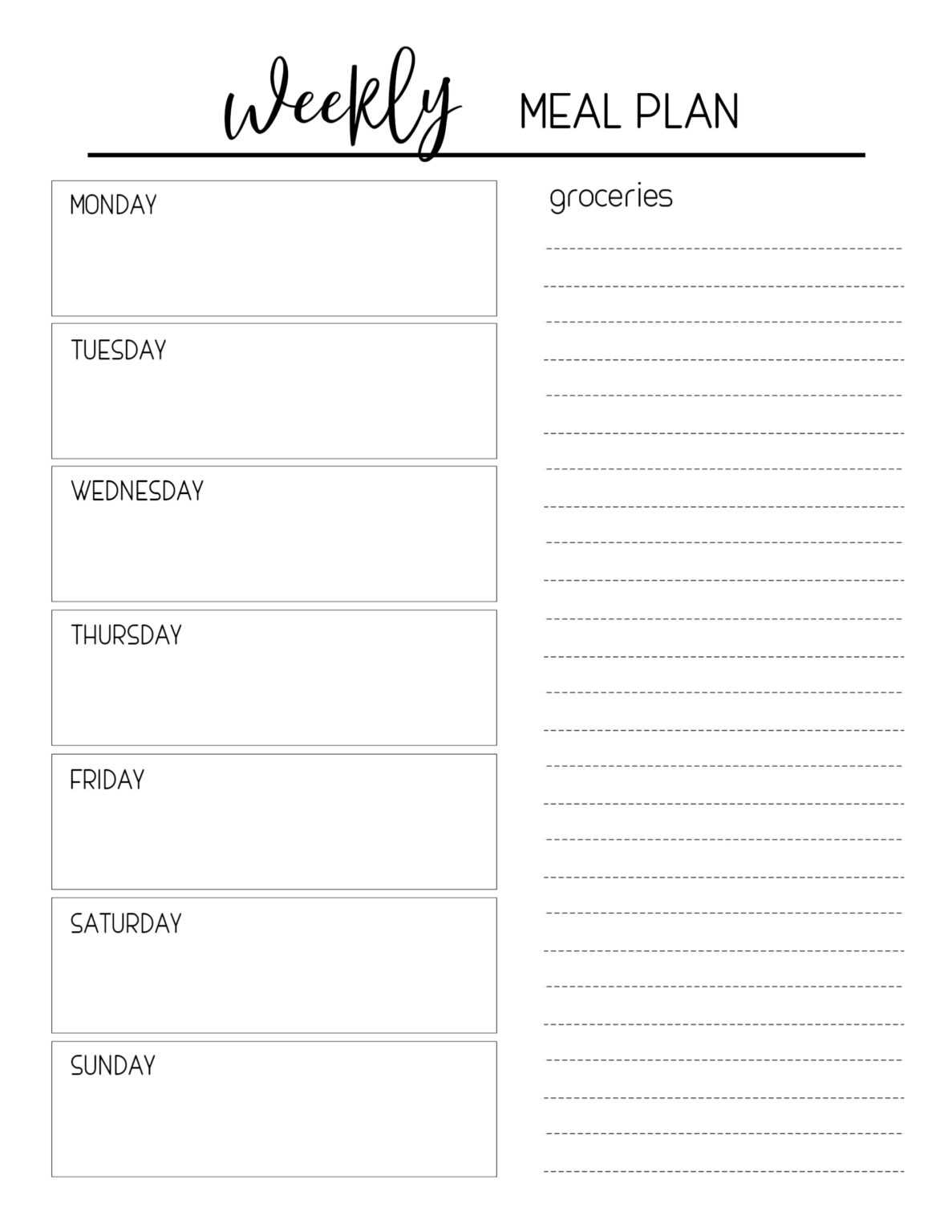 Menu Planning Template Word