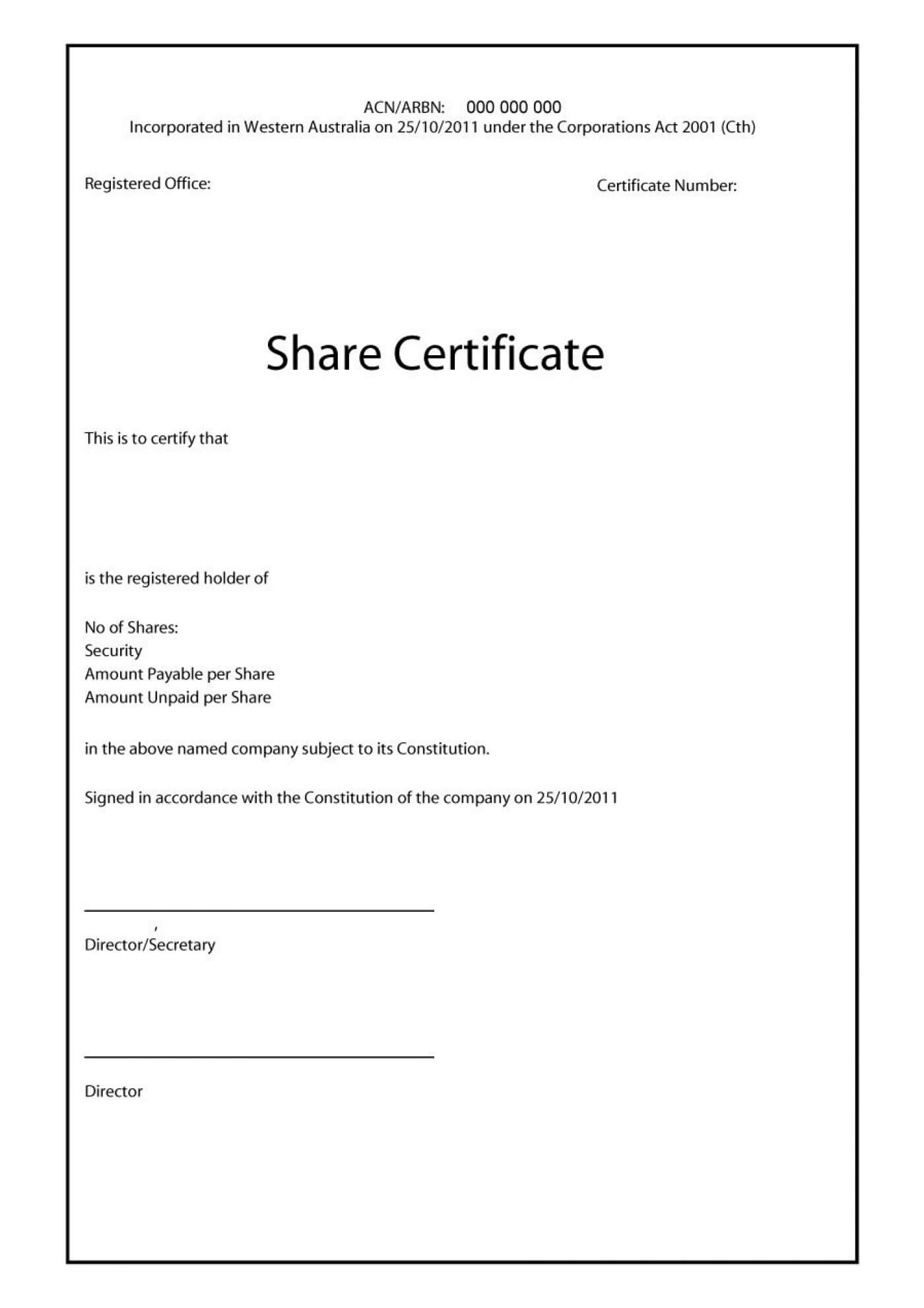 017 Stock Certificate Template Word Impressive Ideas For Corporate Share Certificate Template