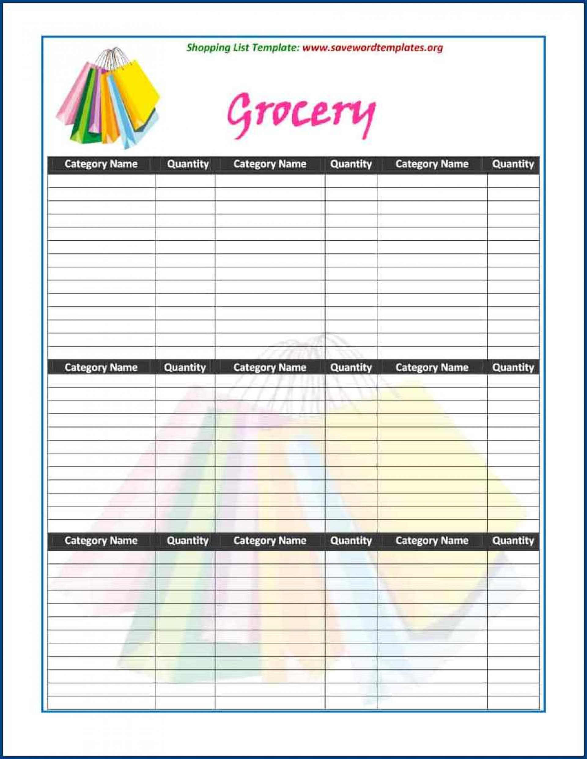 017 Template Ideas Blank Grocery Shopping Unforgettable List For Blank Grocery Shopping List Template