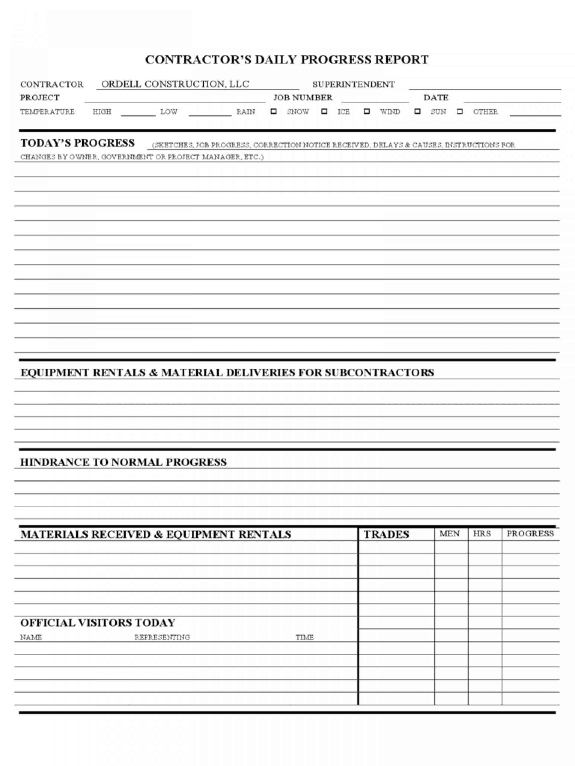 018 Construction Daily Report Template Excel Ideas Format In Free Construction Daily Report Template