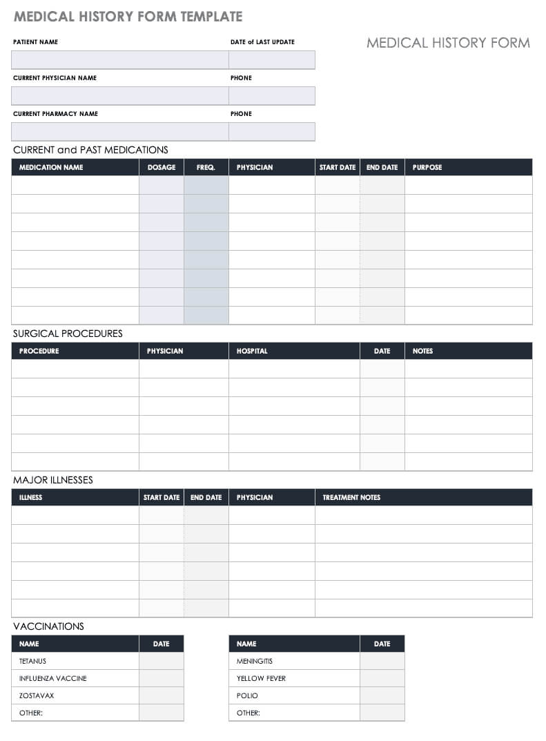 019 Ic Medical History Form Template Client Registration Throughout Medical History Template Word