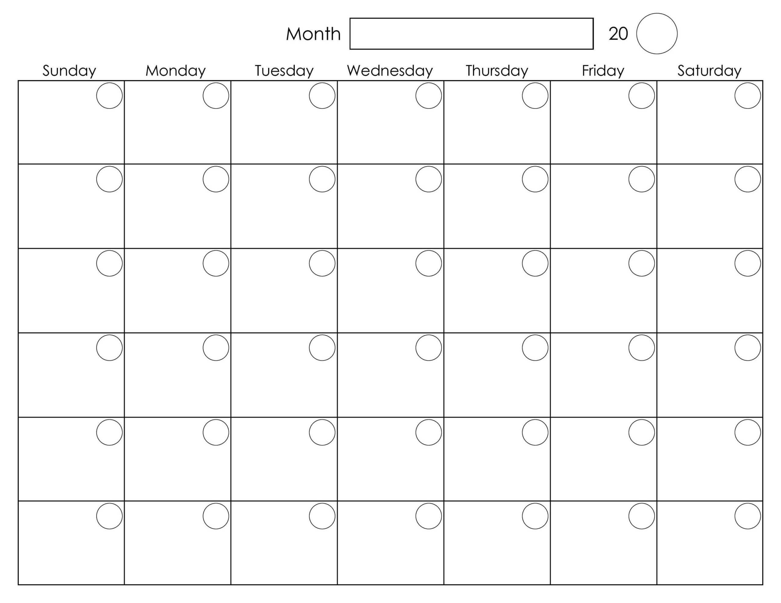 020 Free Printable Blank Calendar Template Monthly Templates Regarding Month At A Glance Blank Calendar Template