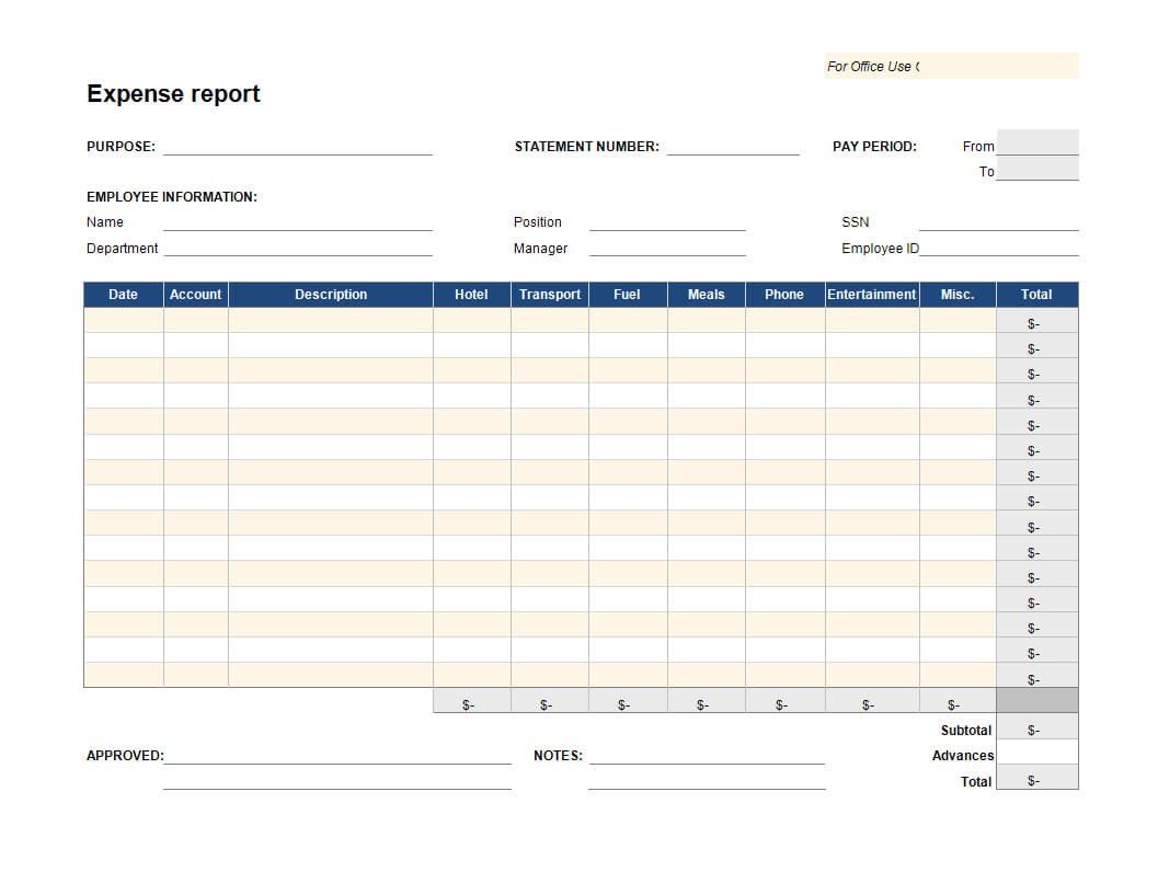 020 Template Ideas Expenses Report Excel Expense Fascinating Regarding Expense Report Template Excel 2010