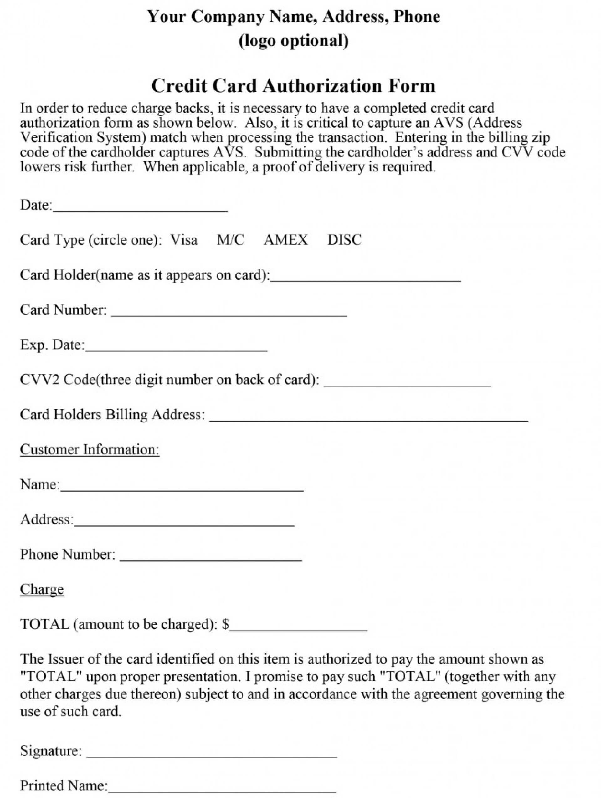 021 Template Ideas Credit Card Authorization Form Google Intended For Authorization To Charge Credit Card Template
