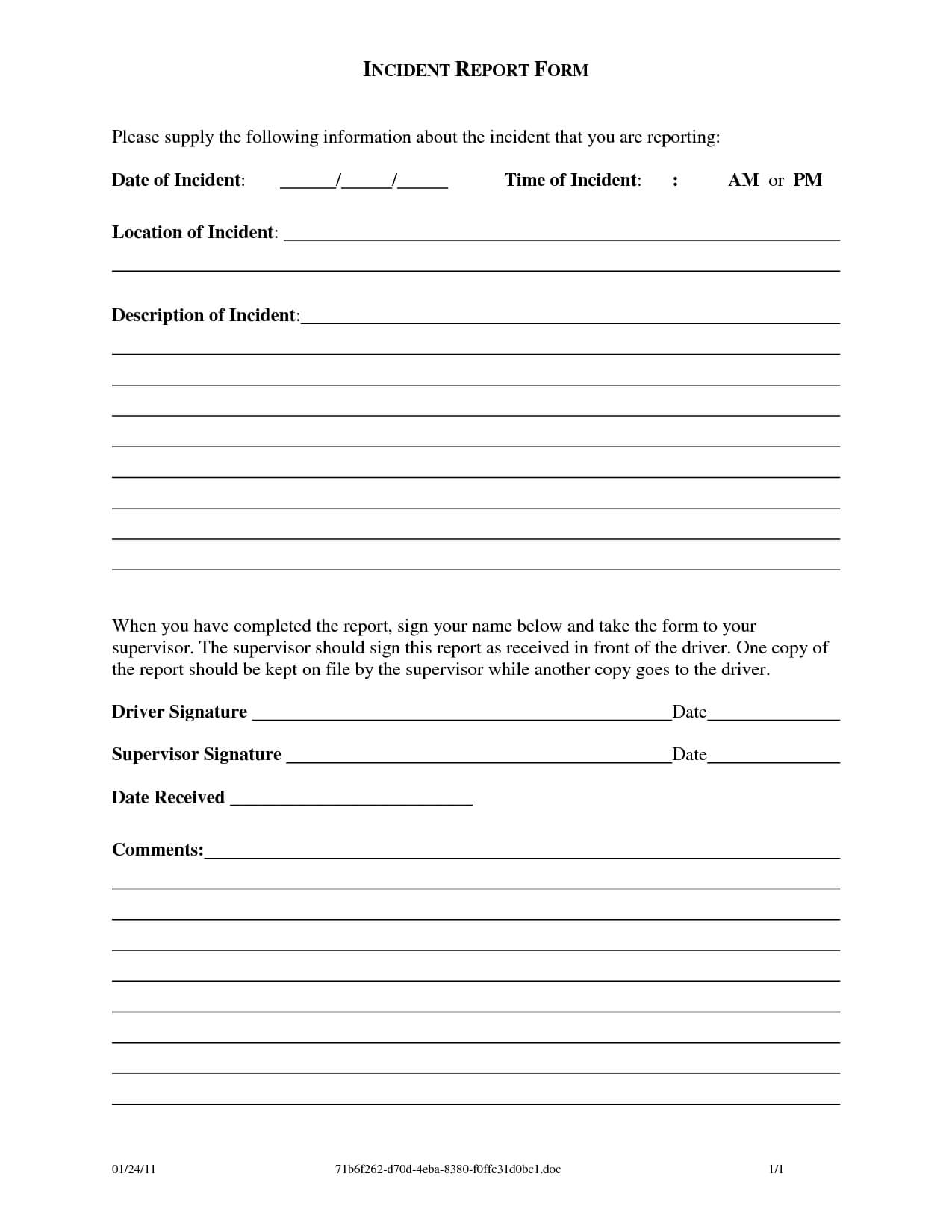 021 Workplace Incident Report Form Template Pertaining To Within Incident Report Form Template Doc