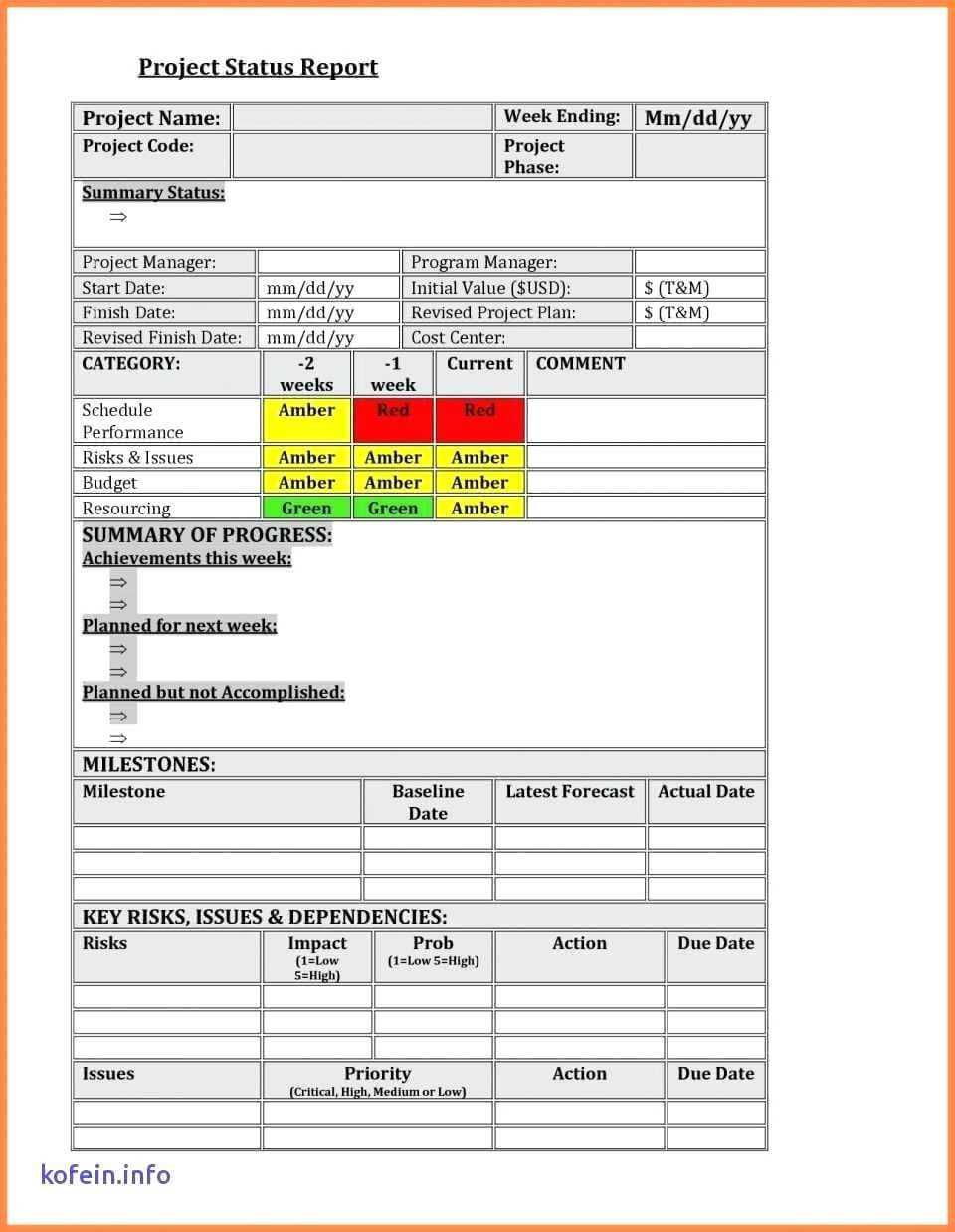 022 Project Management Template Report Status Free El Smorad Pertaining To Baseline Report Template