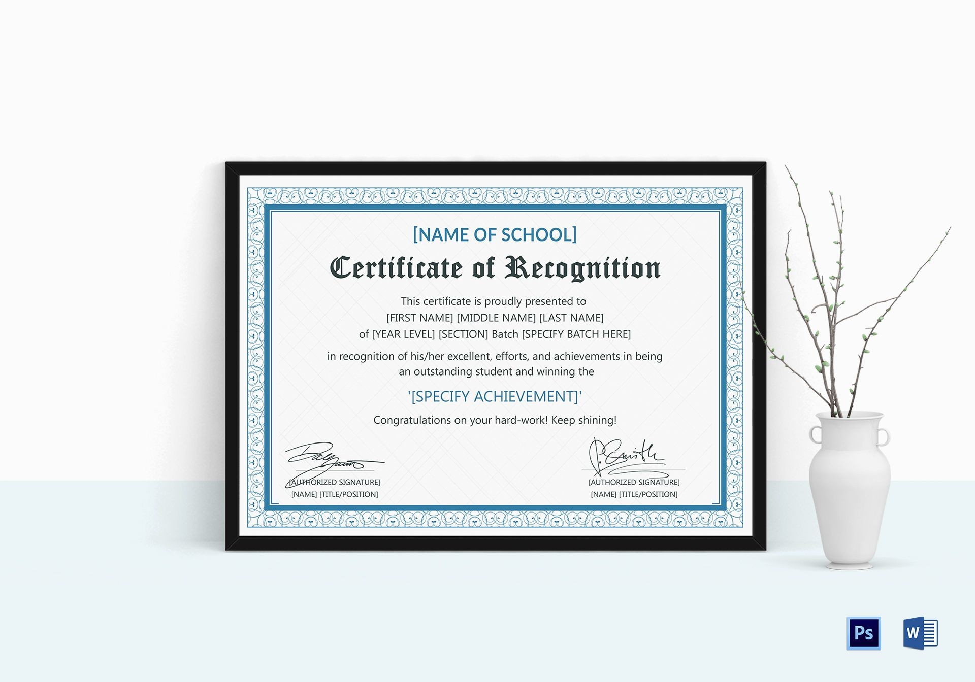 022 Recognition Certificate Template Free Ideas Of Throughout Template For Recognition Certificate