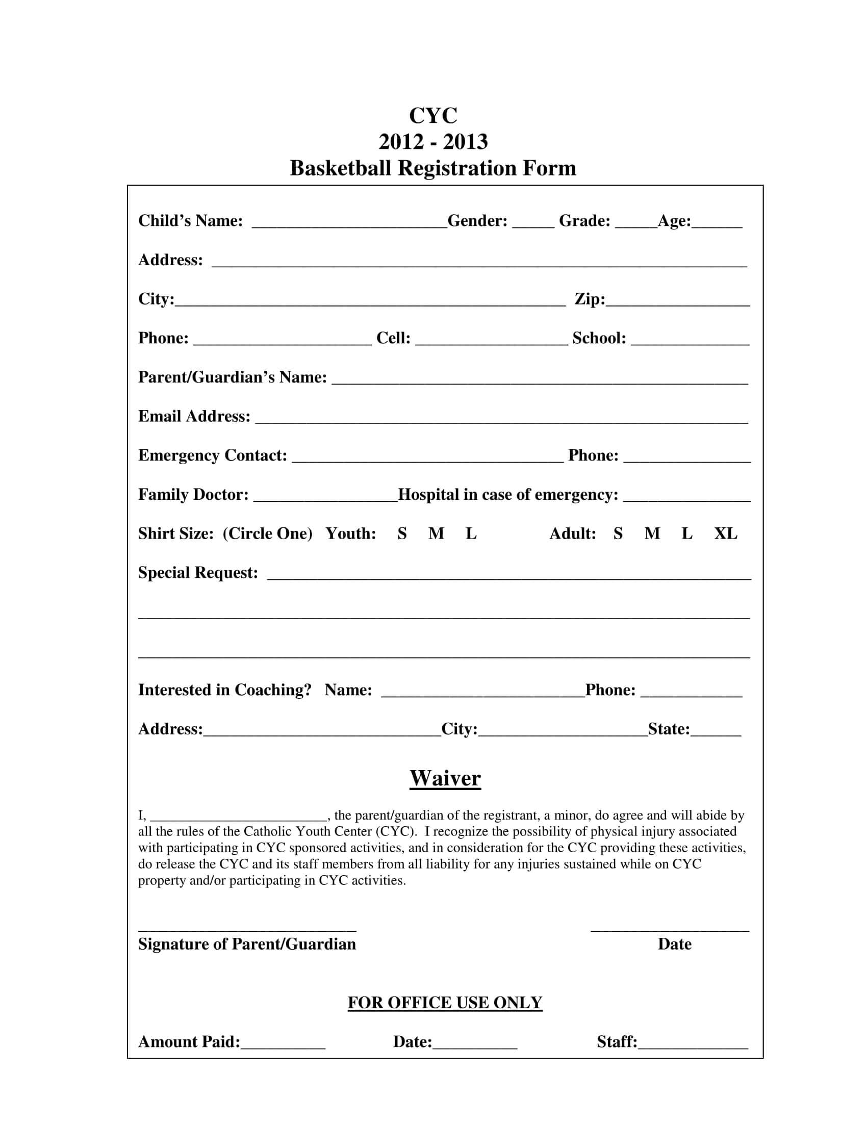 023 Template Ideas Basketball Registration Form Sample Free With Basketball Camp Certificate Template