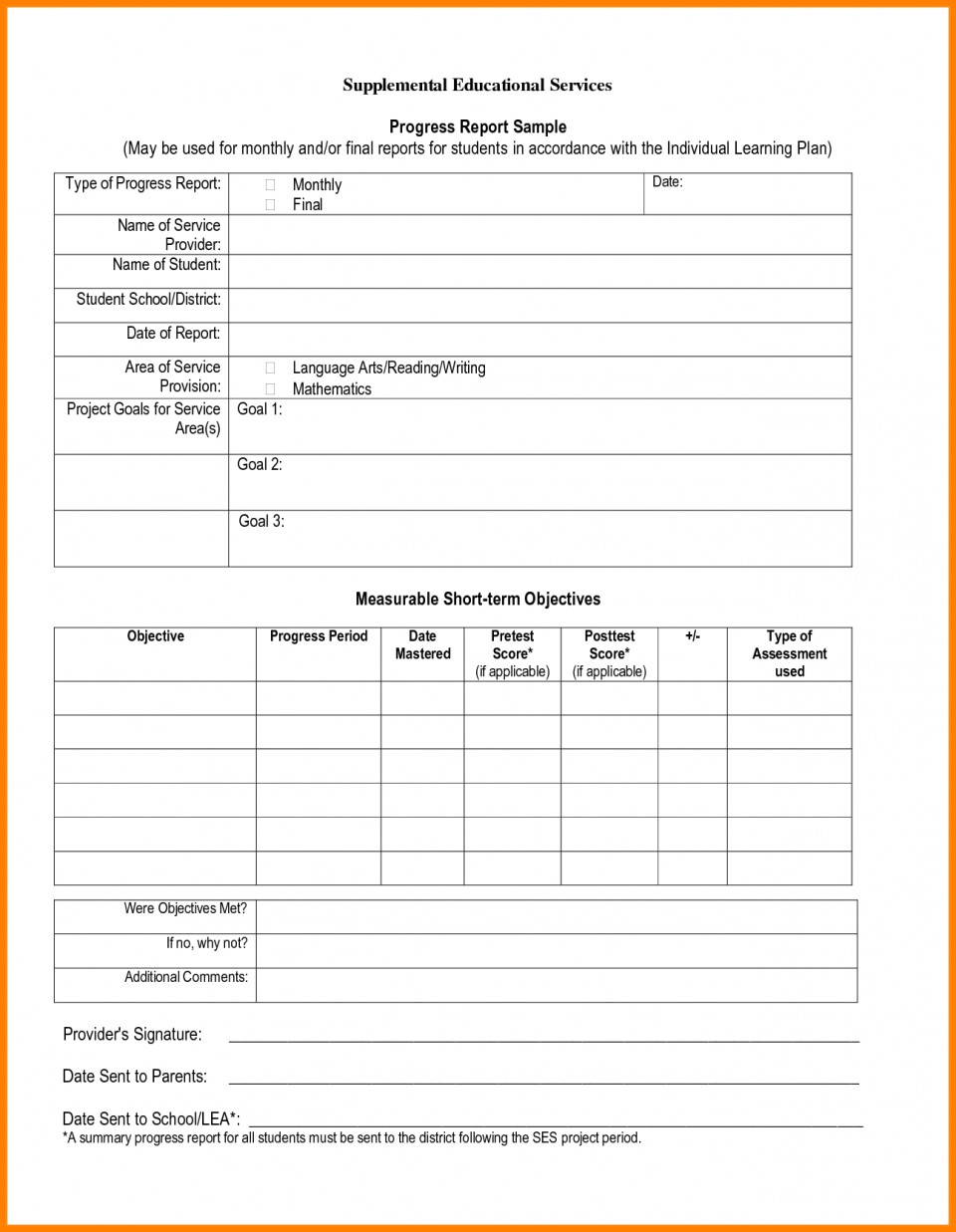 024 School Progress Report Template Doc Elementary Ample Pdf With Educational Progress Report Template