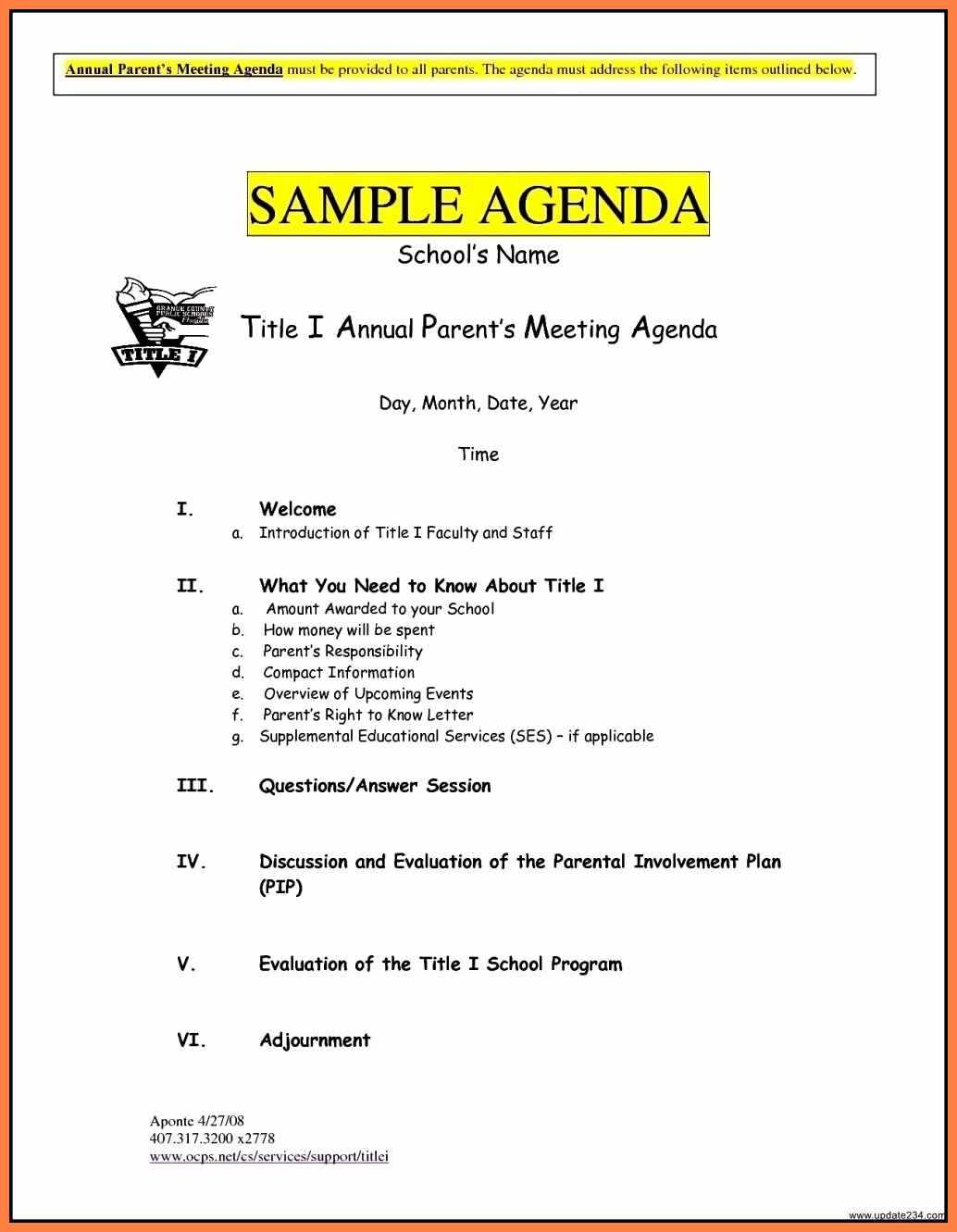 024 Template Ideas Parent Teacher Conference Agenda Example For Event Agenda Template Word