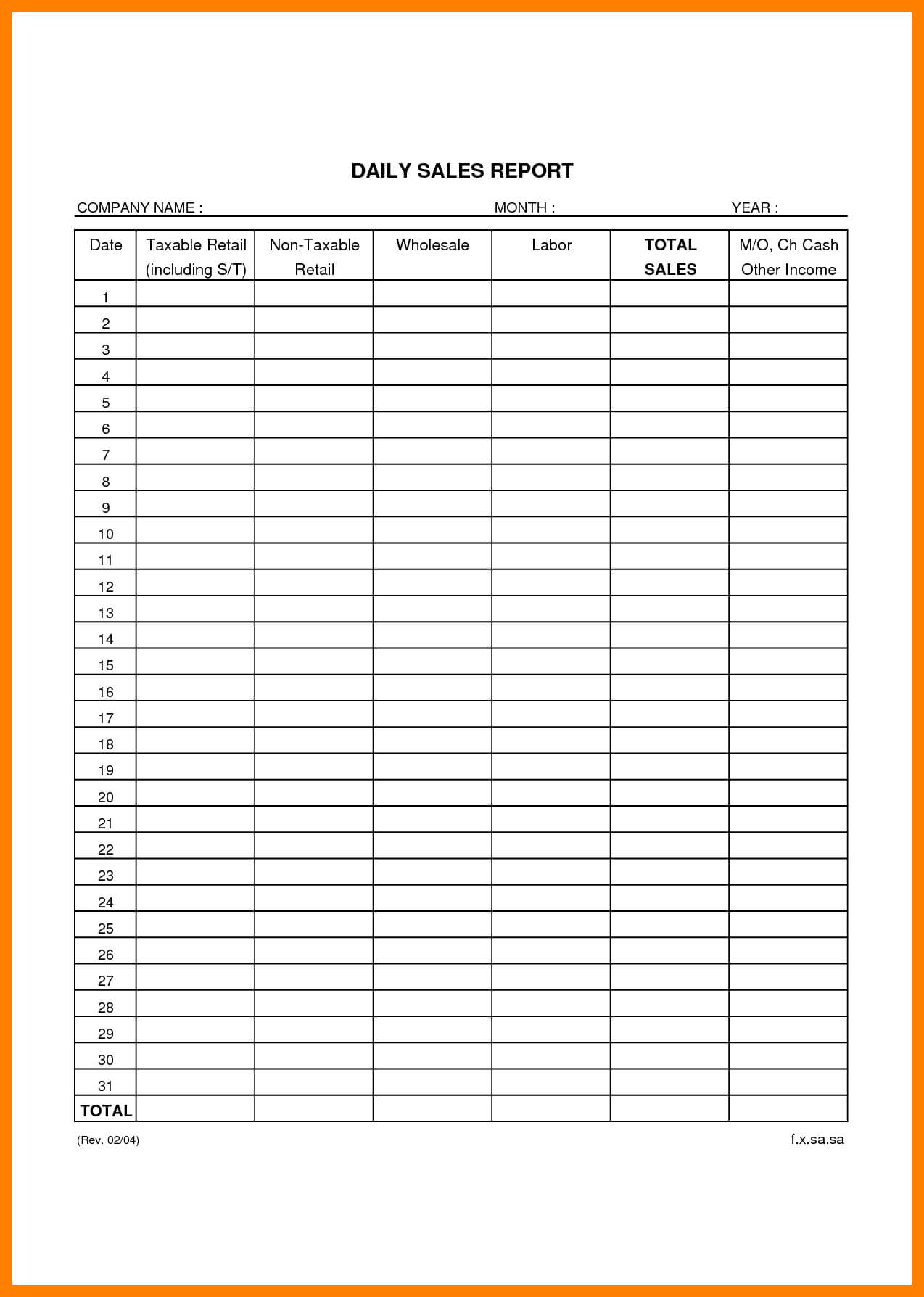 025 Daily Sales Report Template Retail Business Templates In Daily Sales Report Template Excel Free