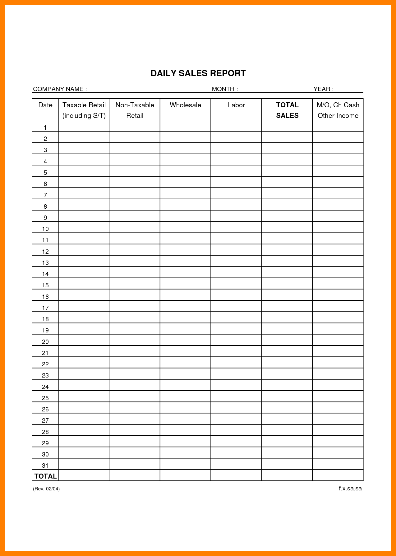 025 Daily Sales Report Template Retail Business Templates In Excel Sales Report Template Free Download