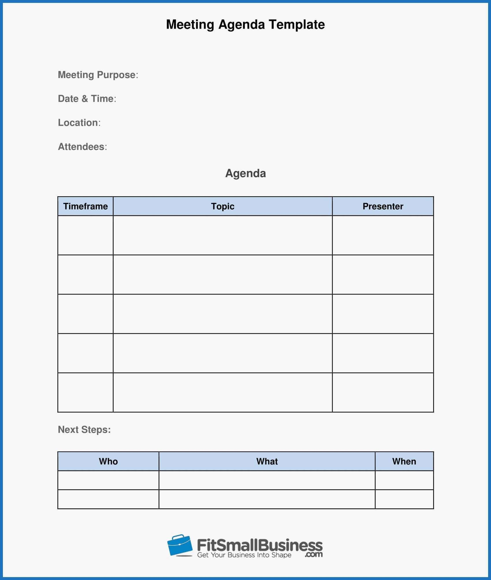 025 Free Meeting Agenda Template Word One On Templates For In Agenda Template Word 2010