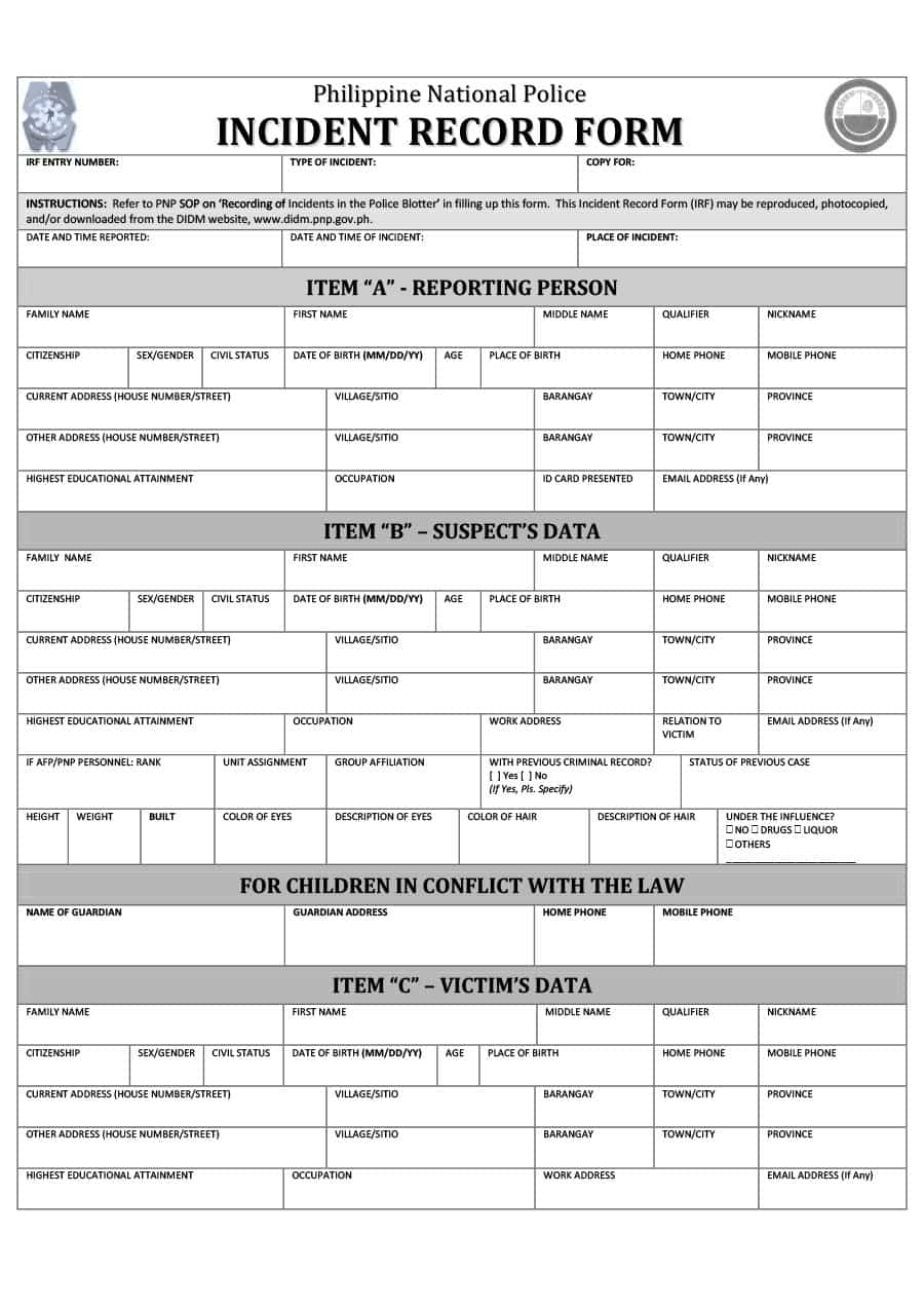 026 Police Report Template Ideas Fantastic Blank Pdf Throughout Police Report Template Pdf