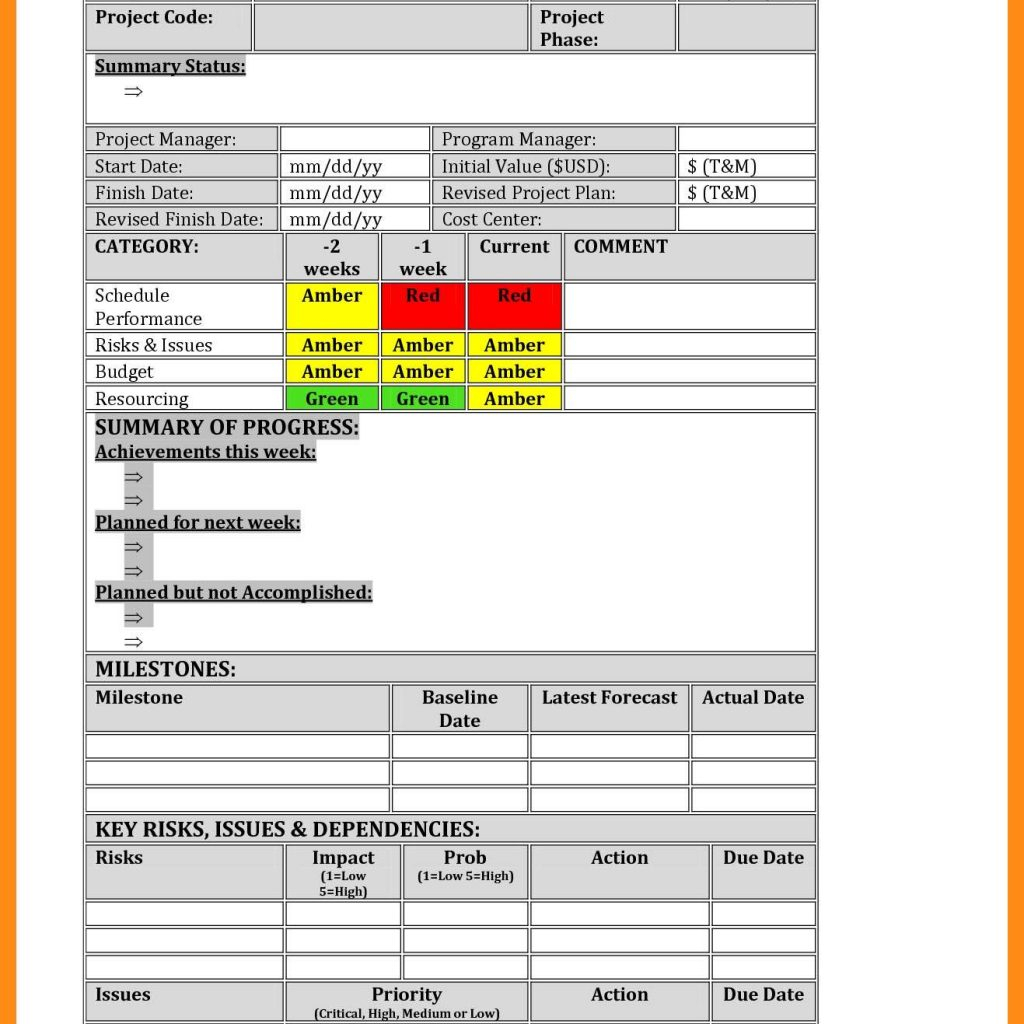026 Project Progress Report Template Excel Ideas Best Photos Inside Project Daily Status Report Template