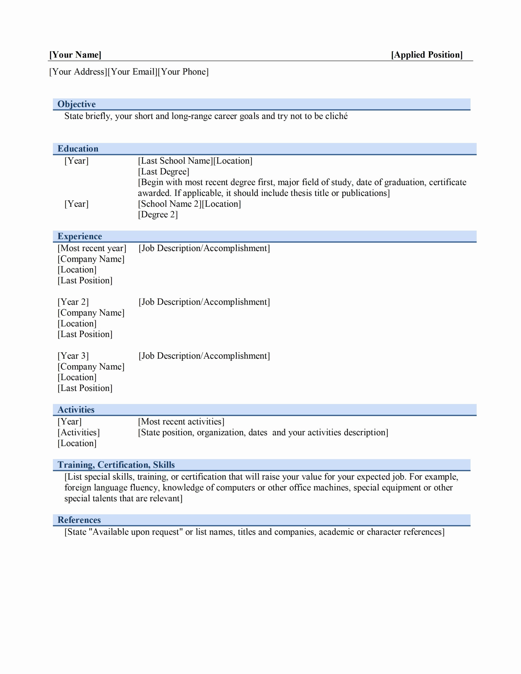 029 Chronological Resume Template Microsoft Word Tjfs Inside Free Basic Resume Templates Microsoft Word