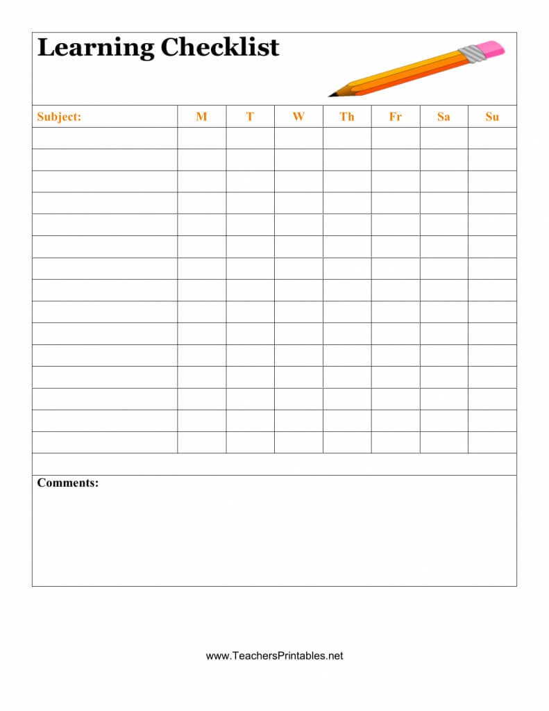 032 Blank Check List Unique Student Checklist Template Excel Pertaining To Blank Checklist Template Pdf