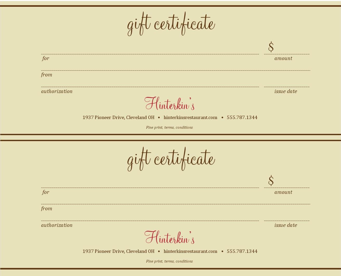 034 Template Ideas Restaurant Gift Certificate 121364 Within Restaurant Gift Certificate Template
