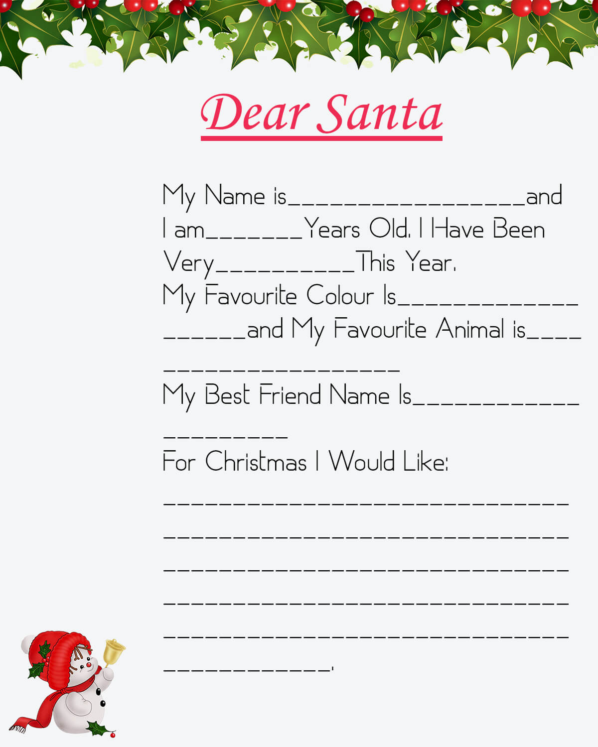 035 Blank Letter From Santa Template Free Templates To Within Blank Letter From Santa Template