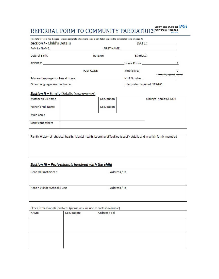 035 Employee Referral Form Template Word Templates Medical Regarding Medical History Template Word