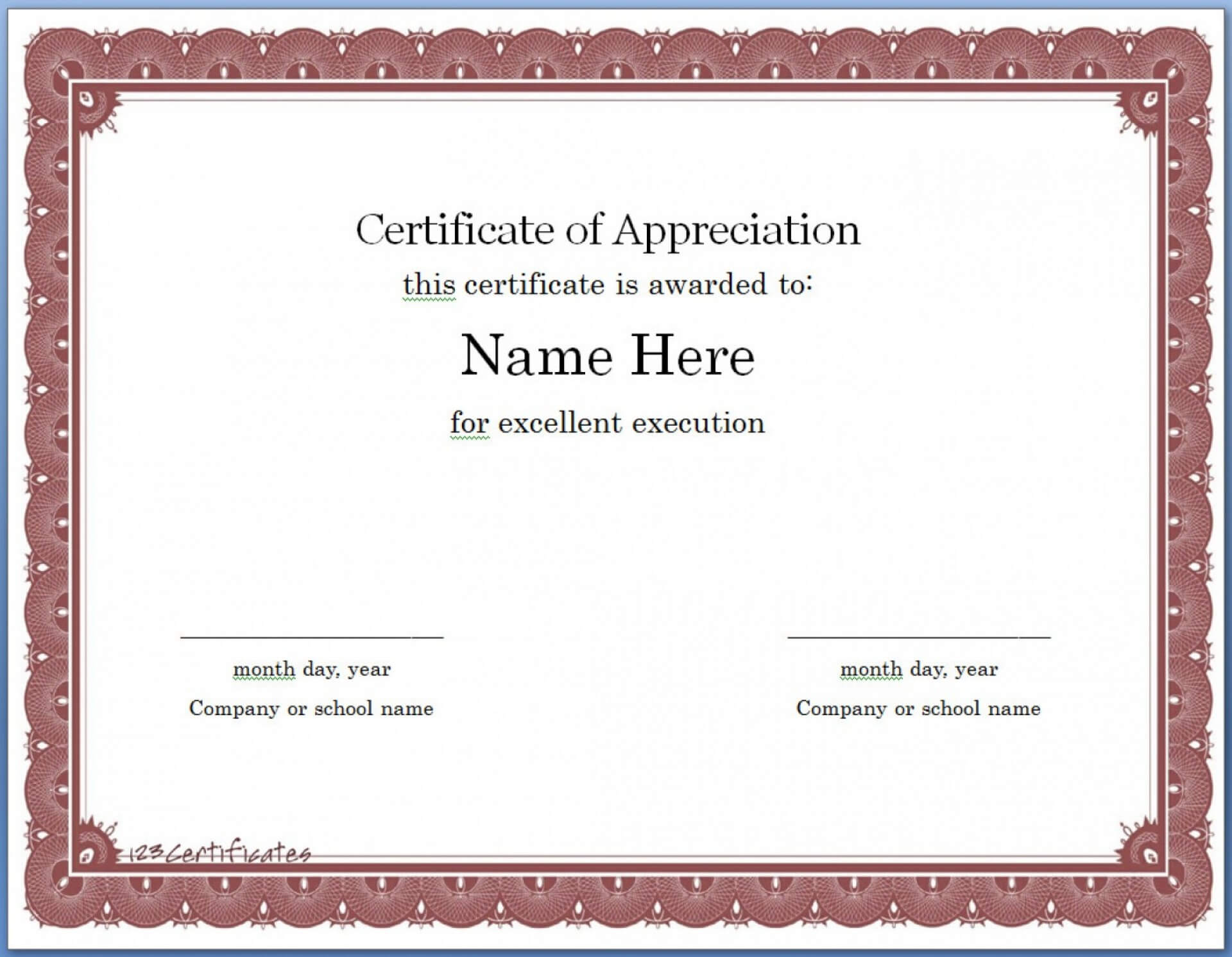 036 Template Ideas Certificate For Microsoft Word Of In Template For Certificate Of Appreciation In Microsoft Word