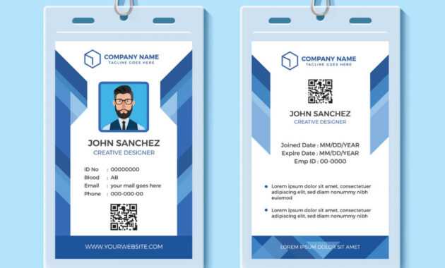 042 Template Ideas Employee Id Card Templates Blue Design inside Id Card Template Word Free