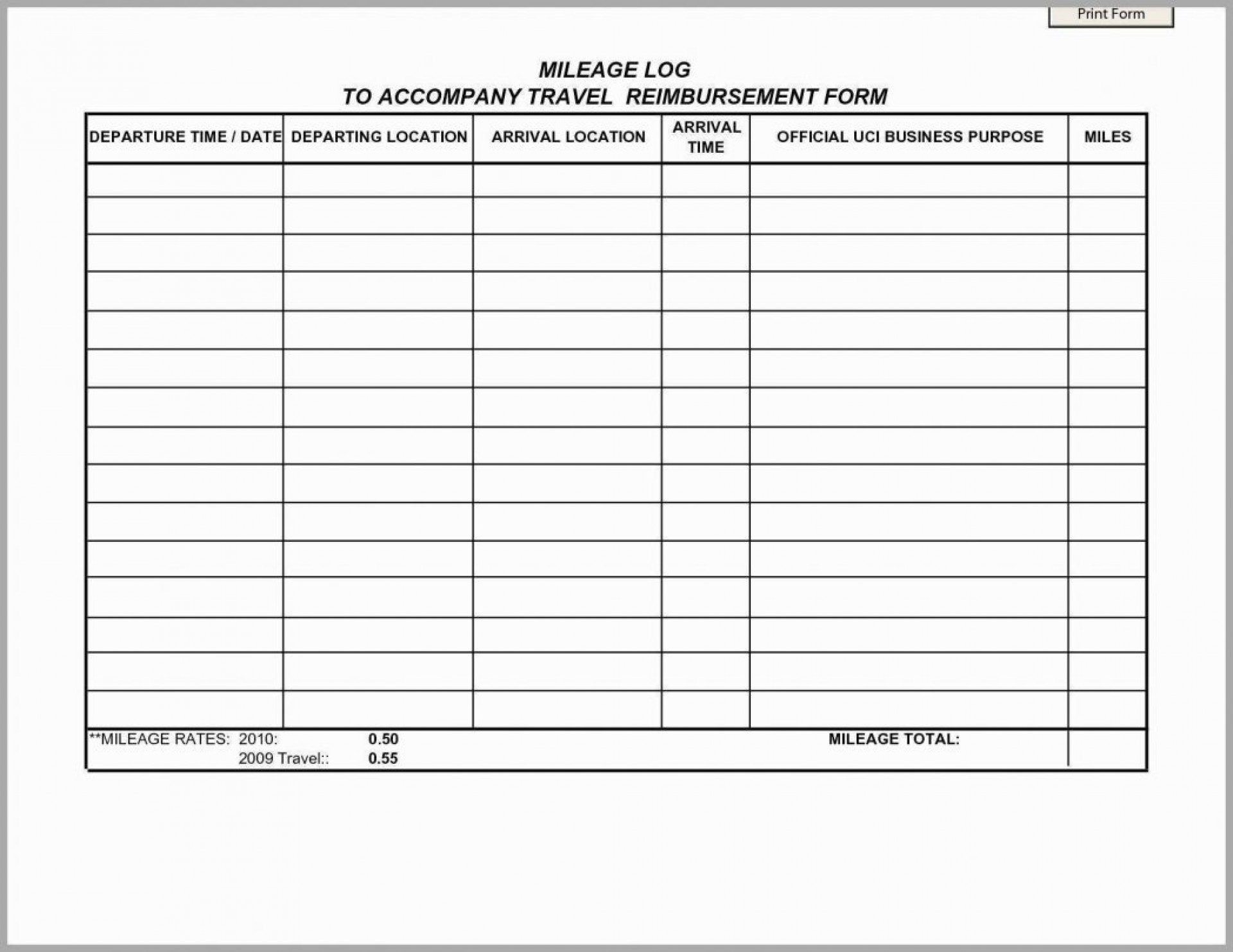 042 Template Ideas Travel Expense Report Form Word Free Regarding Mileage Report Template