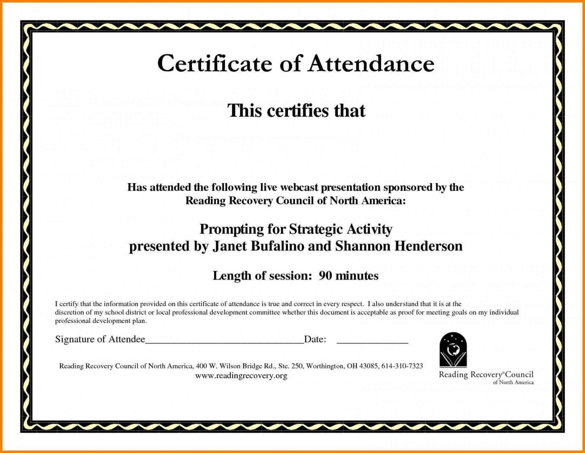 043 Certificate Of Completion Template Free Download Course Within Conference Certificate Of Attendance Template