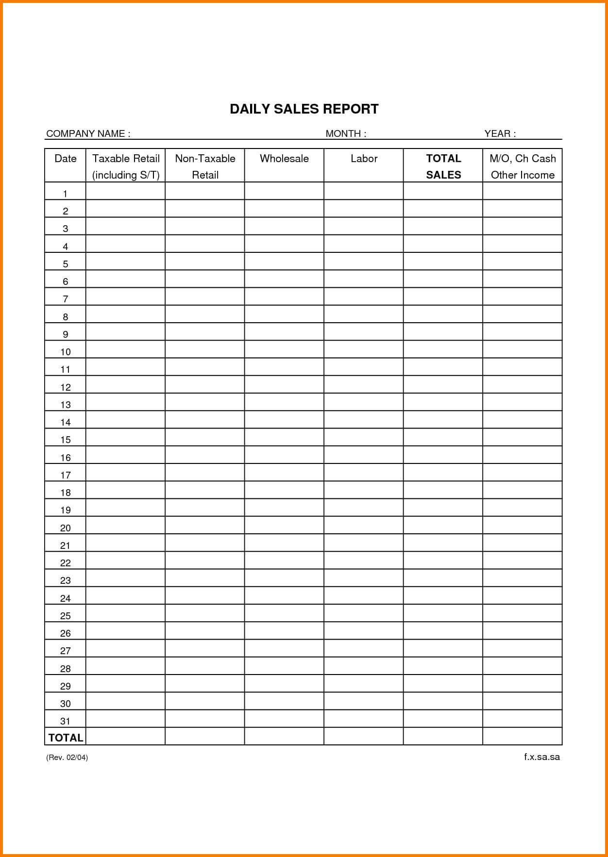 044 Sales Call Reporting Template Ideas Free Daily Report In In Free Daily Sales Report Excel Template