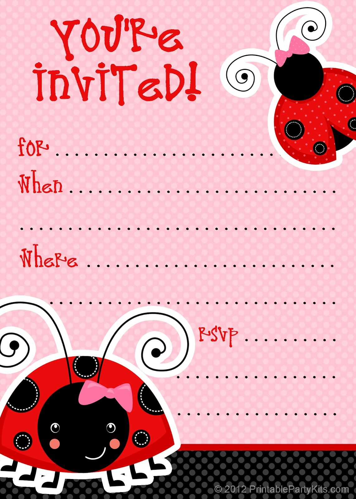 1) Free Printable Ladybug Invitation Blank Template. 2 Inside Blank Ladybug Template