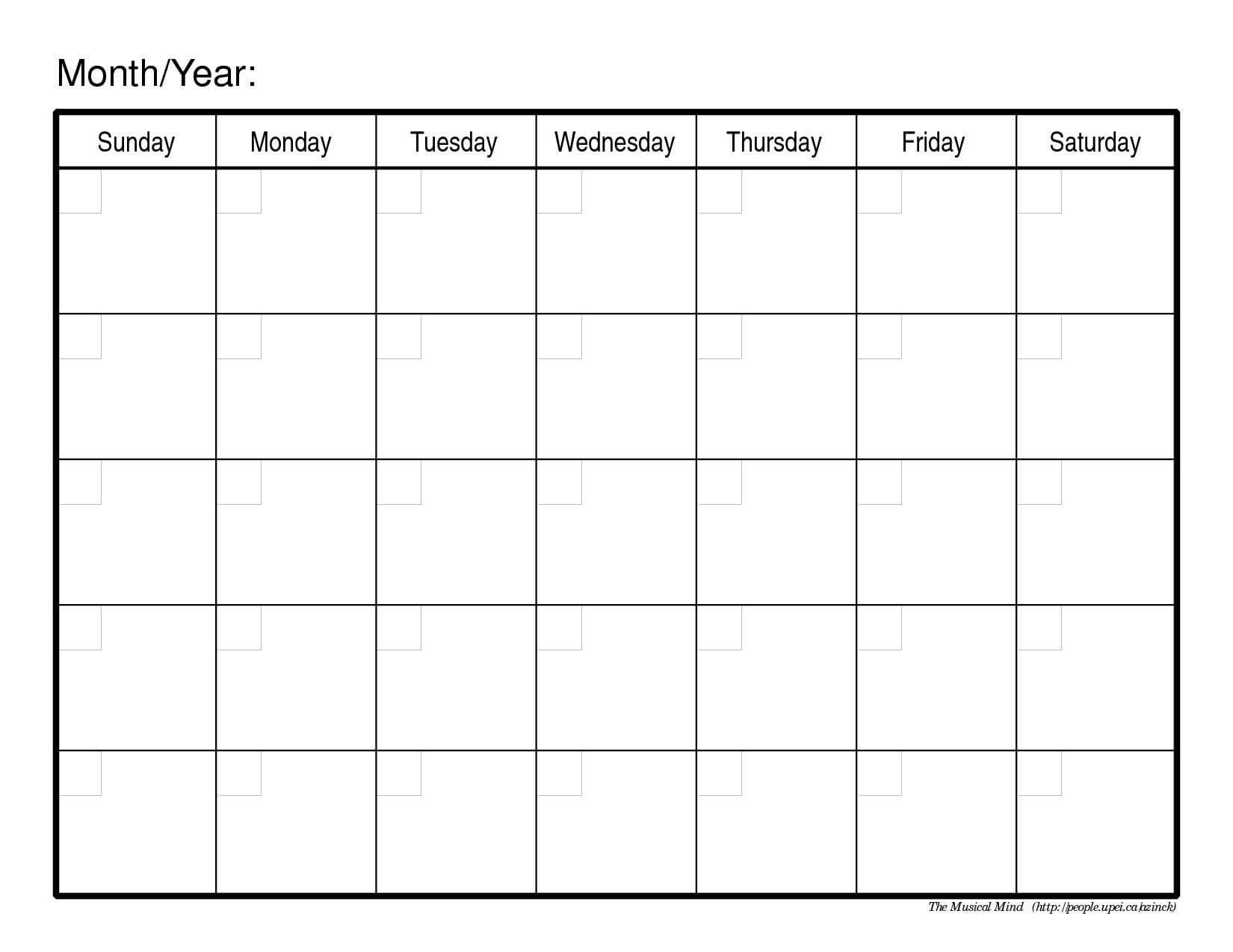 1 Month Calendar Template – Ironi.celikdemirsan Throughout Full Page Blank Calendar Template