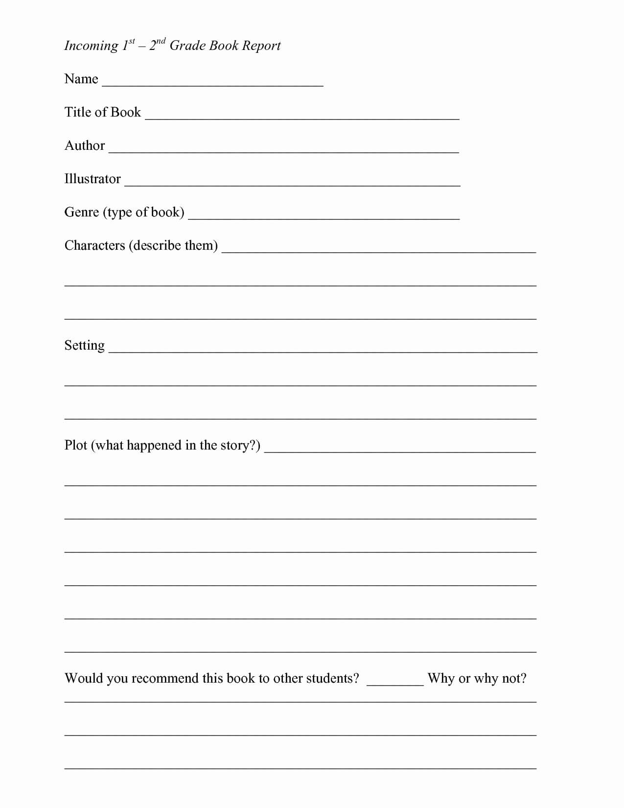 10+ Book Report Templates | 2Phost With Second Grade Book Report Template