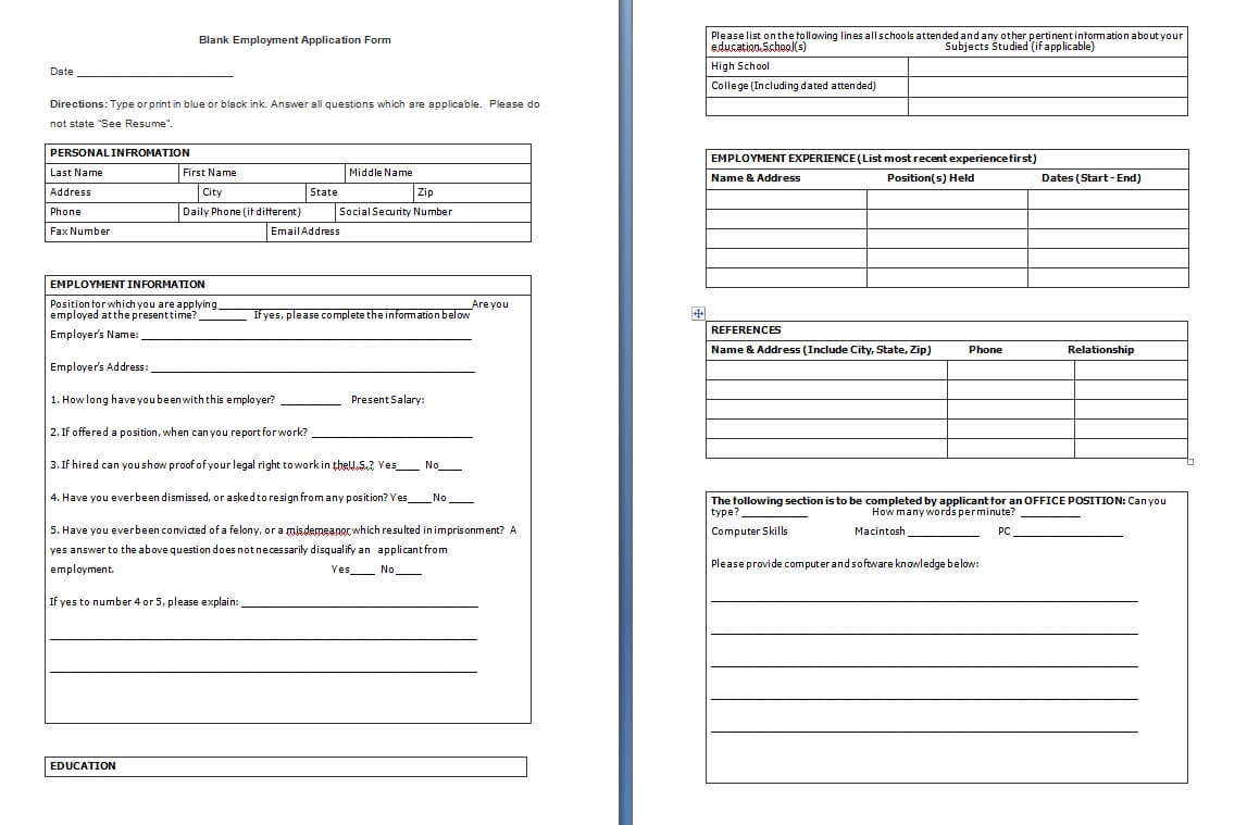 10+ Job Application Form Sample Format | Ledger Paper Pertaining To Employment Application Template Microsoft Word