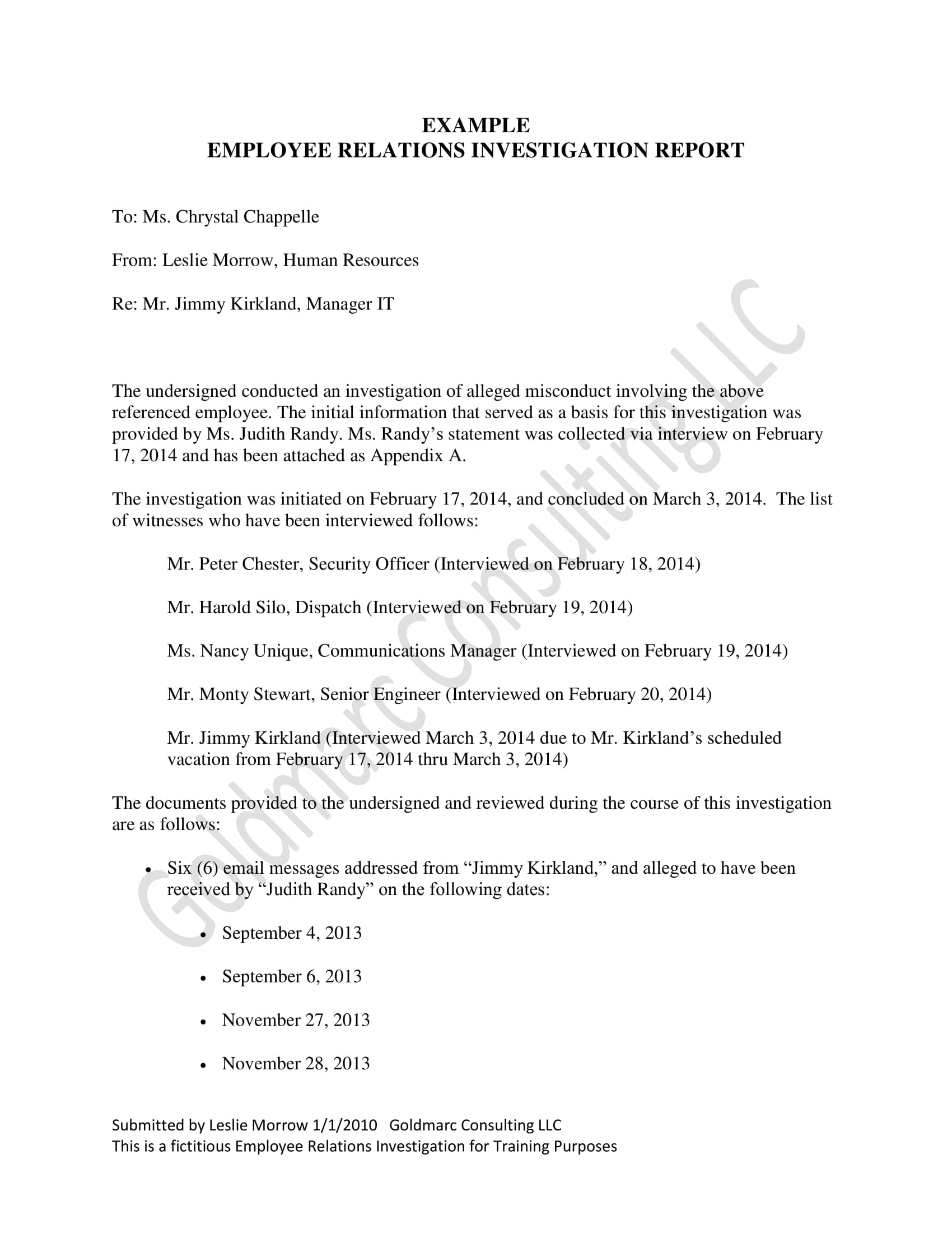 10+ Workplace Investigation Report Examples – Pdf | Examples Throughout Hr Investigation Report Template