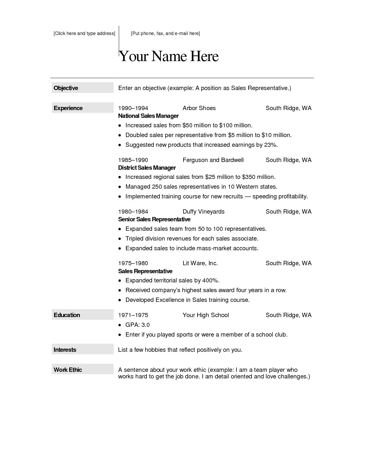 100 Free Printable Resume Templates | Sample Resume | Free For Free Printable Resume Templates Microsoft Word
