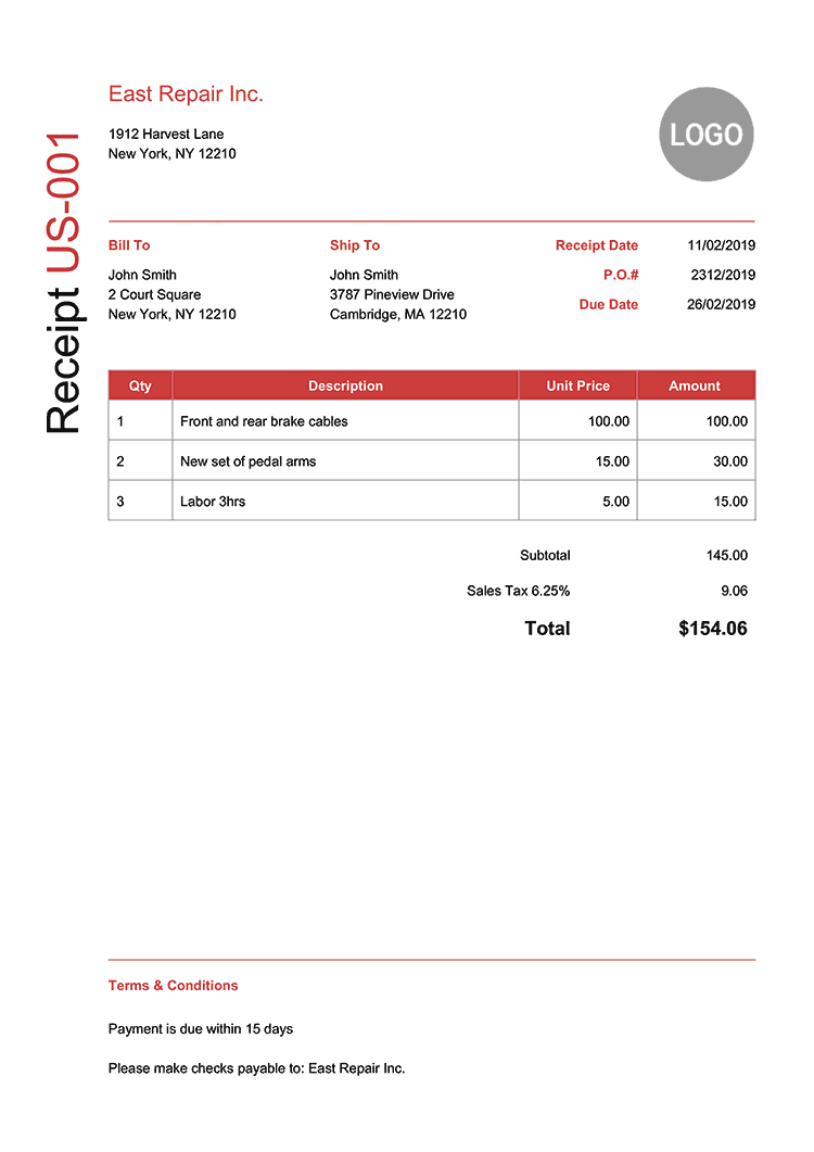 100 Free Receipt Templates | Print & Email Receipts As Pdf With Fake Credit Card Receipt Template