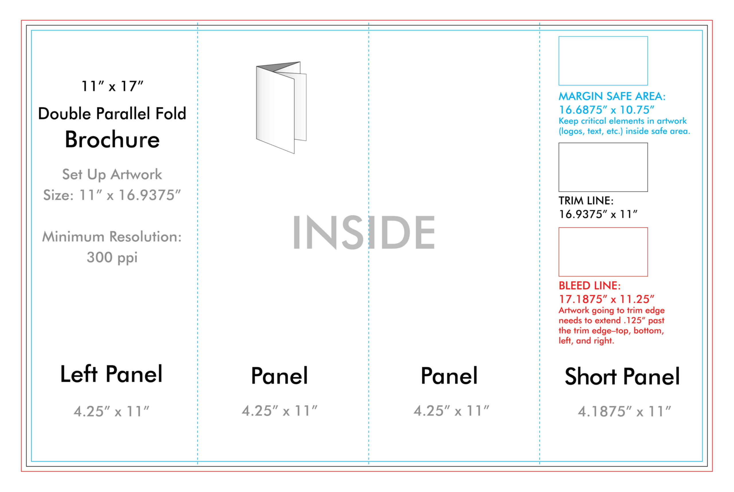 11" X 17" Double Parallel Brochure Template – U.s. Press Inside 4 Fold Brochure Template