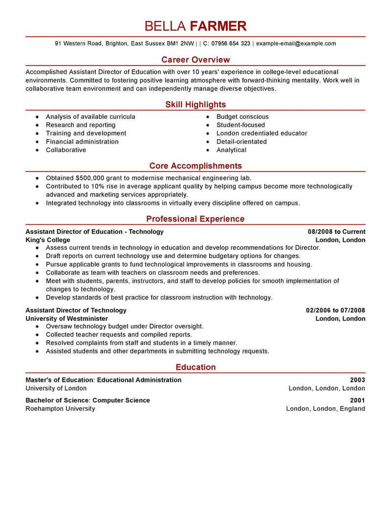 12 Amazing Education Resume Examples | Livecareer Within Training Summary Report Template