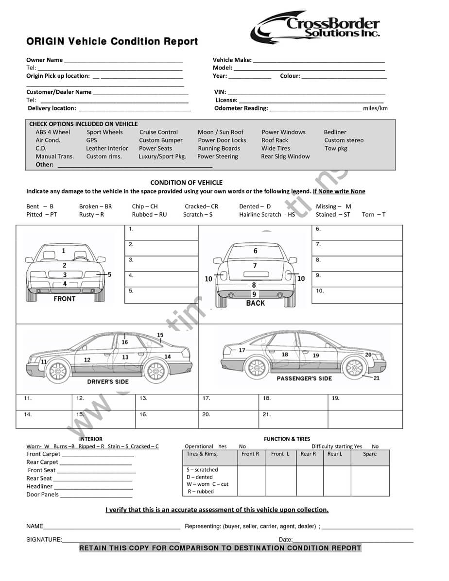 12+ Vehicle Condition Report Templates - Word Excel Samples Regarding Truck Condition Report Template