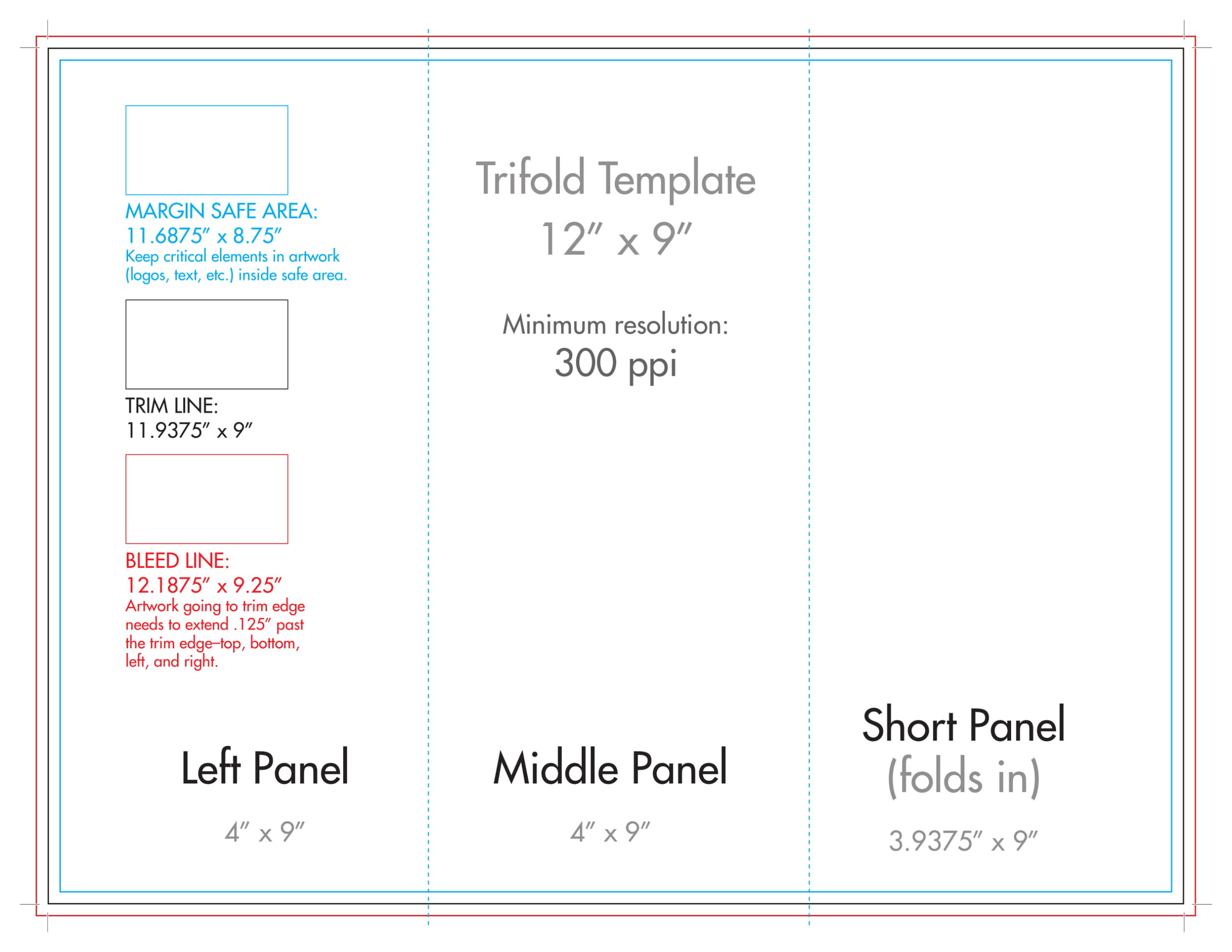 12" X 9" Rack Brochure Template (Tri Fold) – U.s. Press Intended For Three Panel Brochure Template