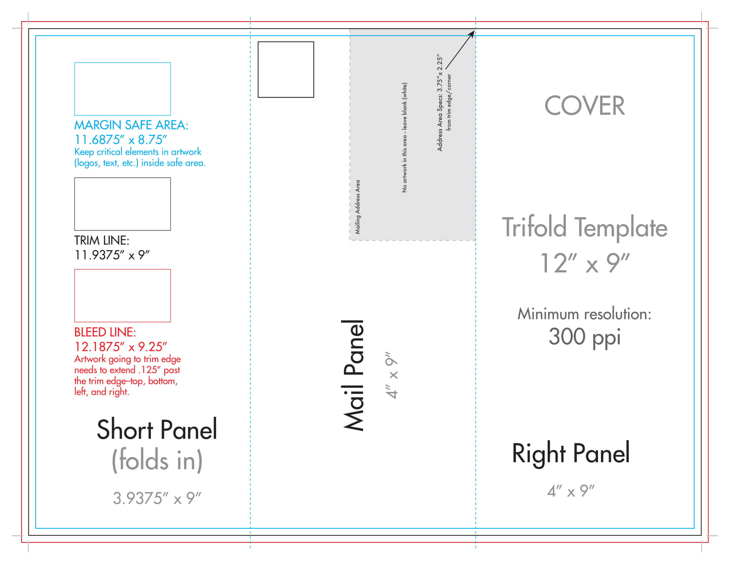 12" X 9" Rack Brochure Template (Tri Fold) - U.s. Press Throughout Brochure Folding Templates