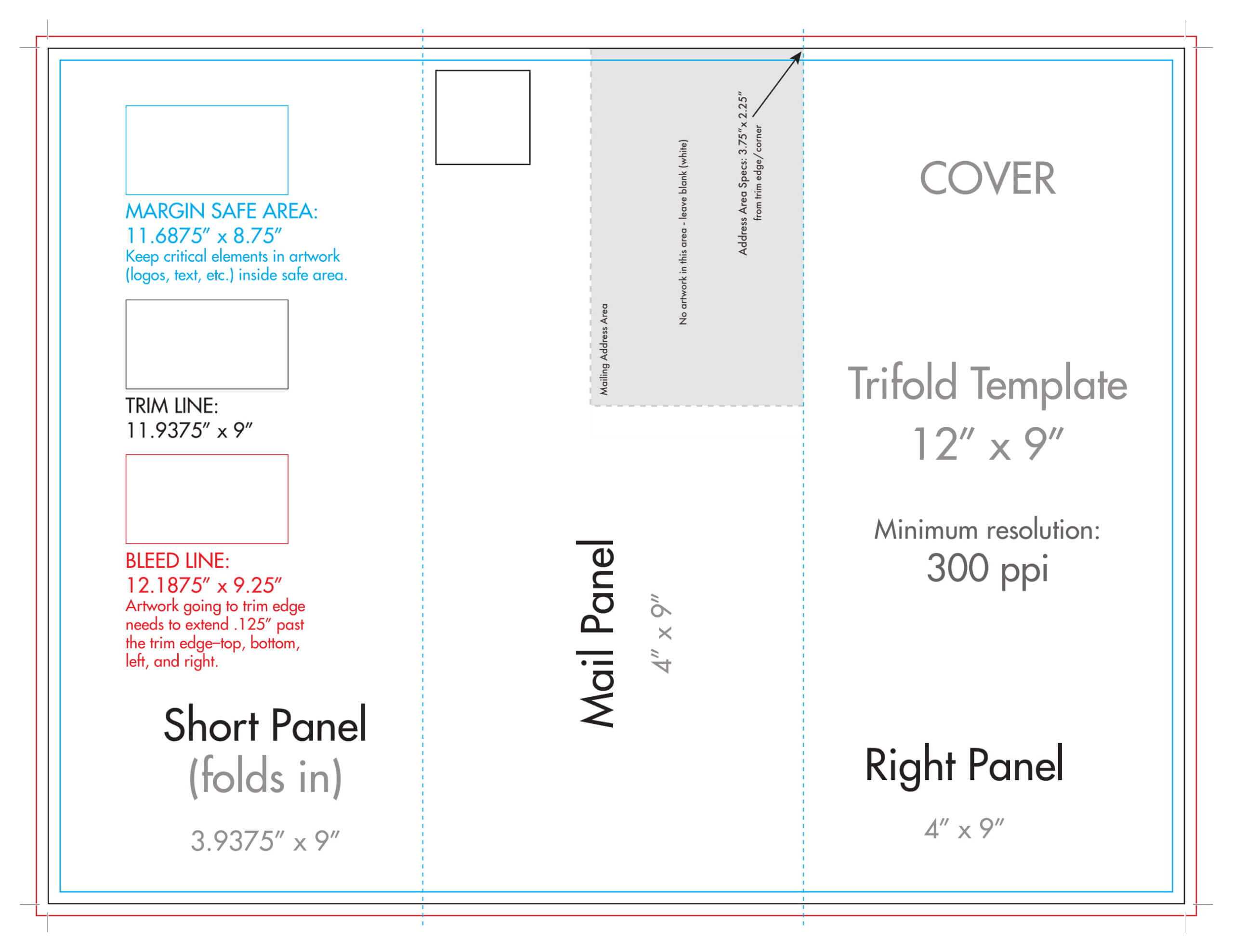 12" X 9" Rack Brochure Template (Tri Fold) – U.s. Press Throughout Brochure Folding Templates