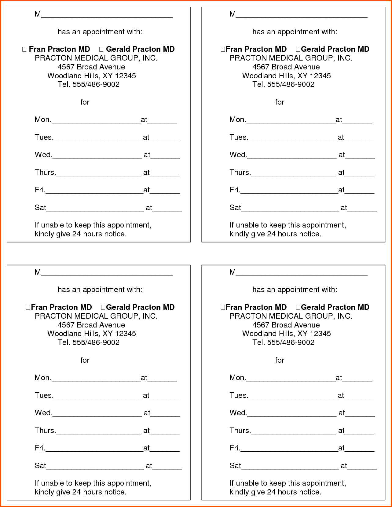 13+ Appointment Cards Template | Survey Template Words With Medical Appointment Card Template Free