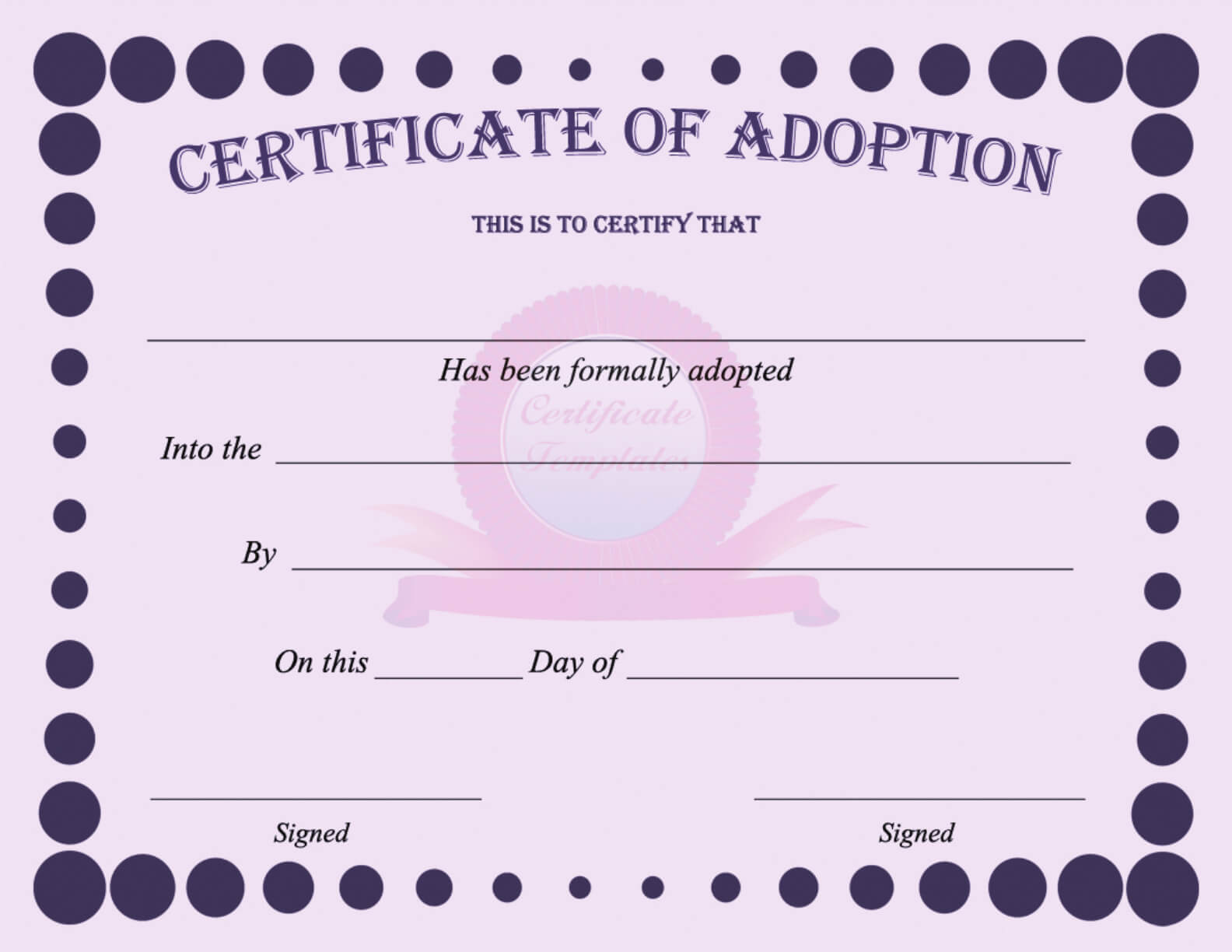 15+ Adoption Certificate Templates | Free Printable Word In Adoption Certificate Template