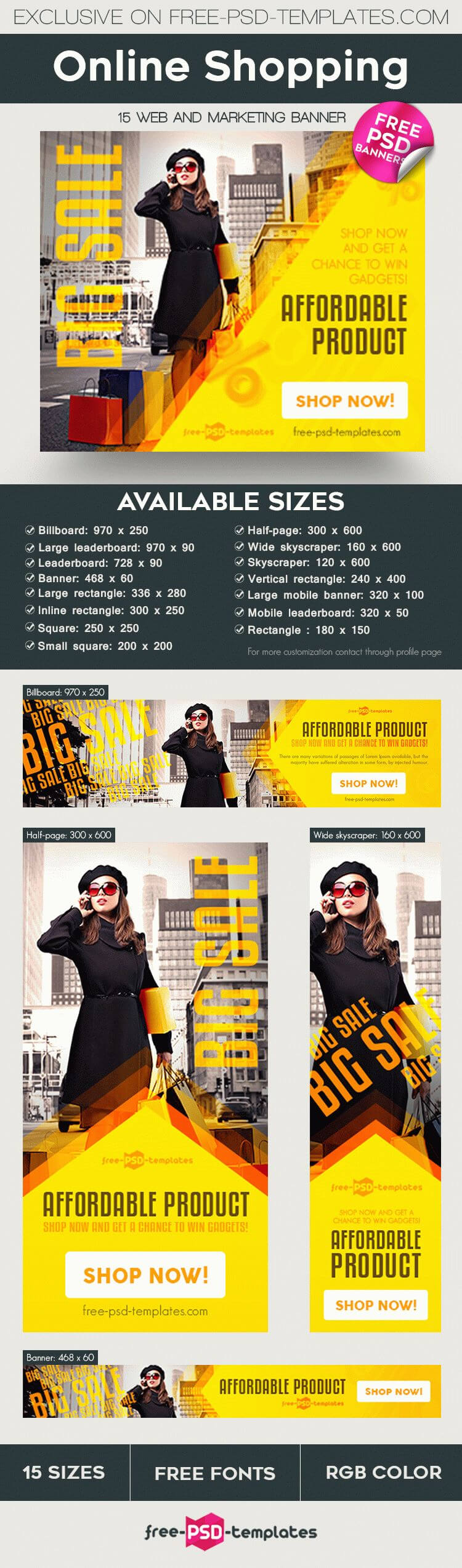15 Free Online Shopping Banner In Psd | Free Psd Templates Throughout Free Online Banner Templates