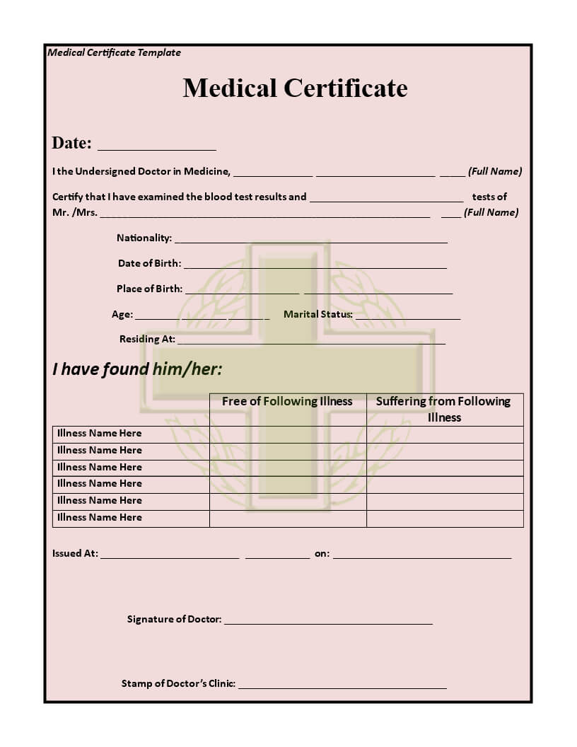 15+ Medical Certificate Templates For Sick Leave – Pdf, Docs Intended For Free Fake Medical Certificate Template